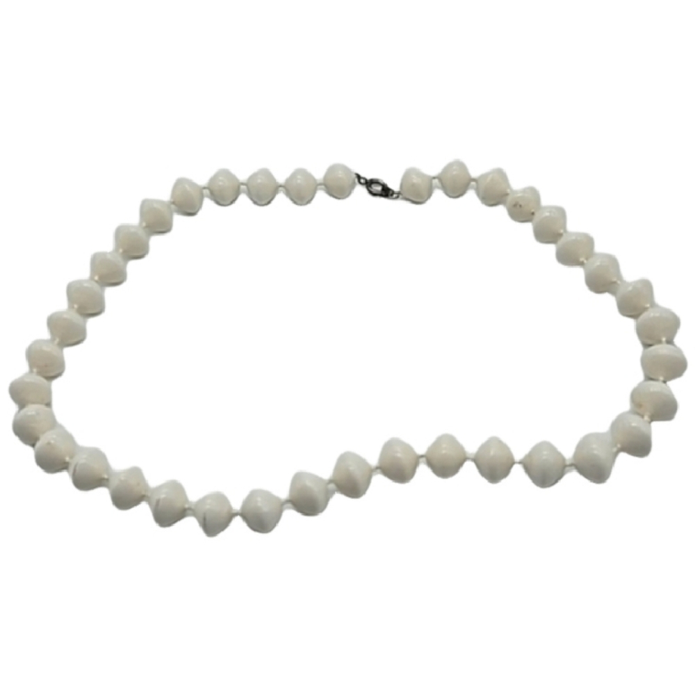 Vintage cream beaded stretch necklace